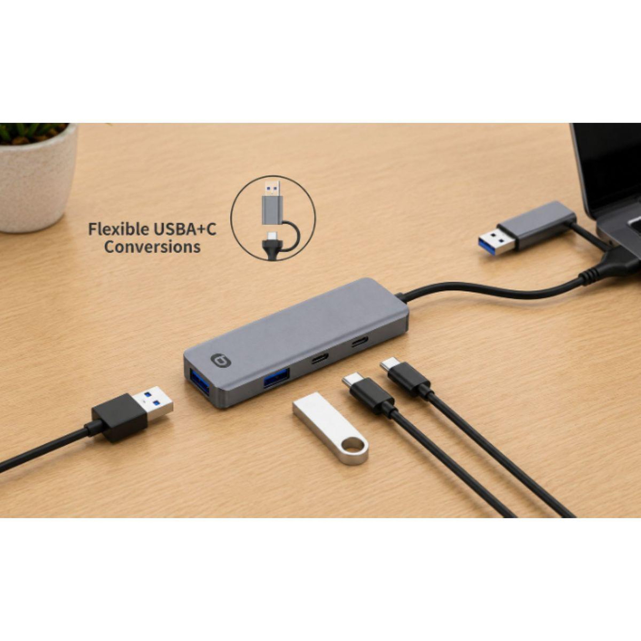 Voir la diapositive 3 : ESSENTIEL B Hub 4 en 1 x2 usb-a + x2 usb-c