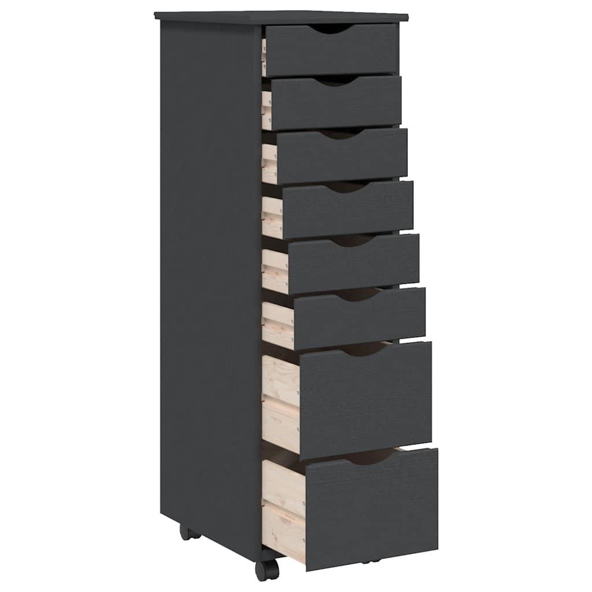 Voir la diapositive 4 : VIDAXL Armoire roulante avec tiroirs MOSS gris bois de pin solide