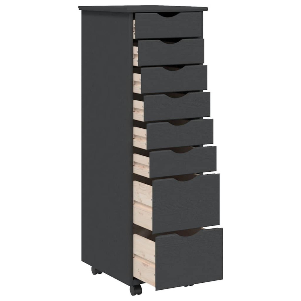 VIDAXL Armoire roulante avec tiroirs MOSS gris bois de pin solide