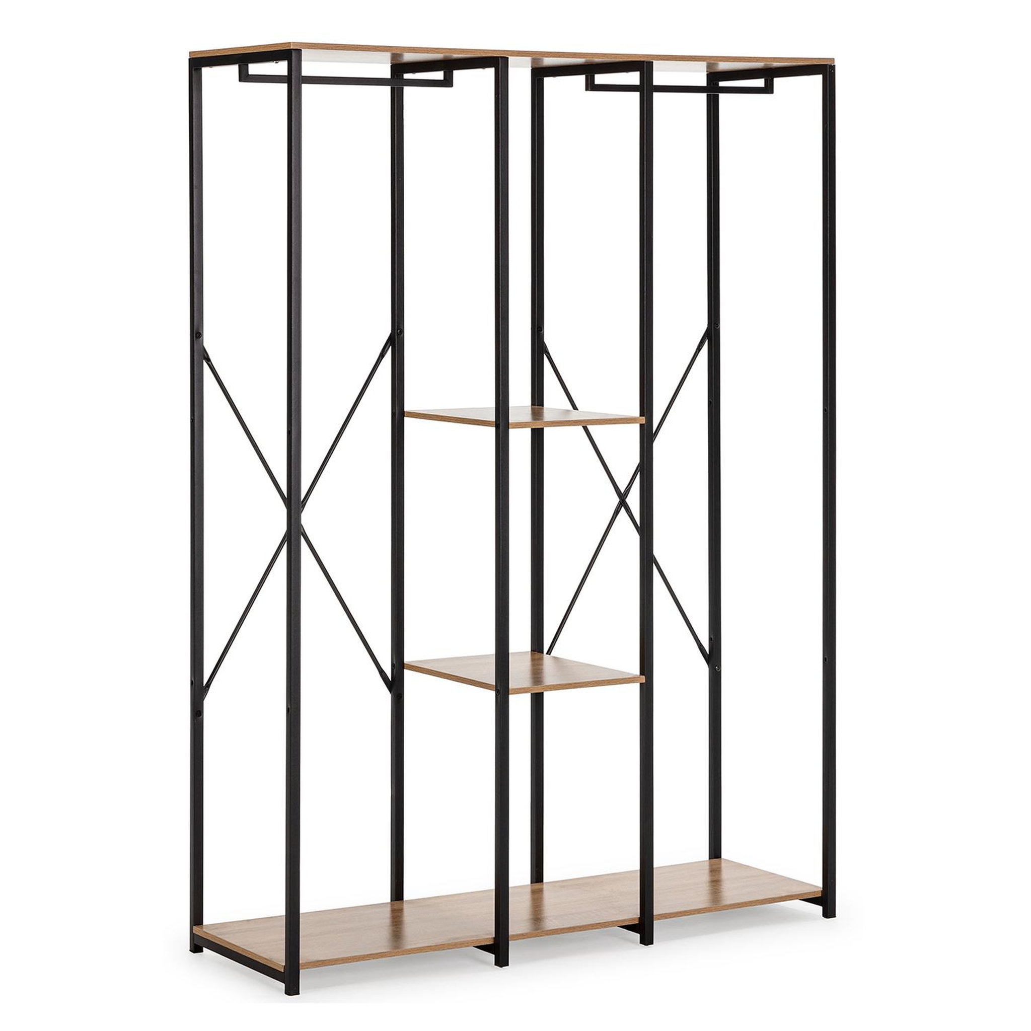 VS VENTA-STOCK Portemanteau Jana 3 étagères 2 barres, couleur chêne/noir