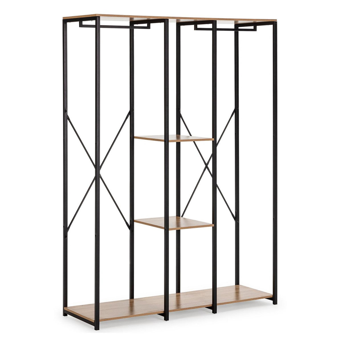 VS VENTA-STOCK Portemanteau Jana 3 étagères 2 barres, couleur chêne/noir