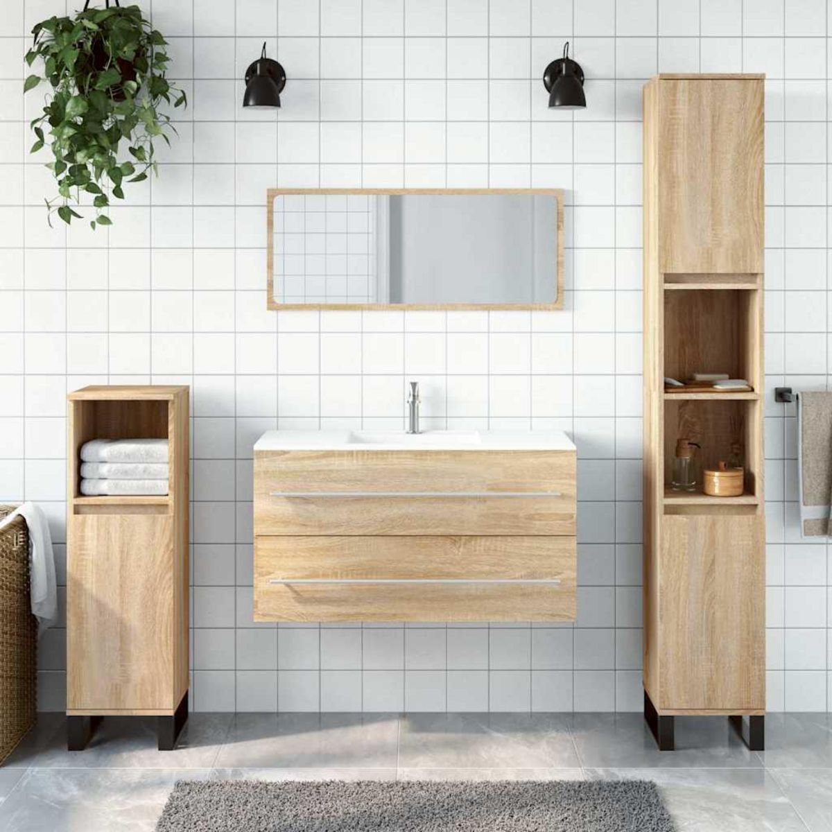 VIDAXL Armoire de bain avec miroir chene sonoma bois d'ingenierie