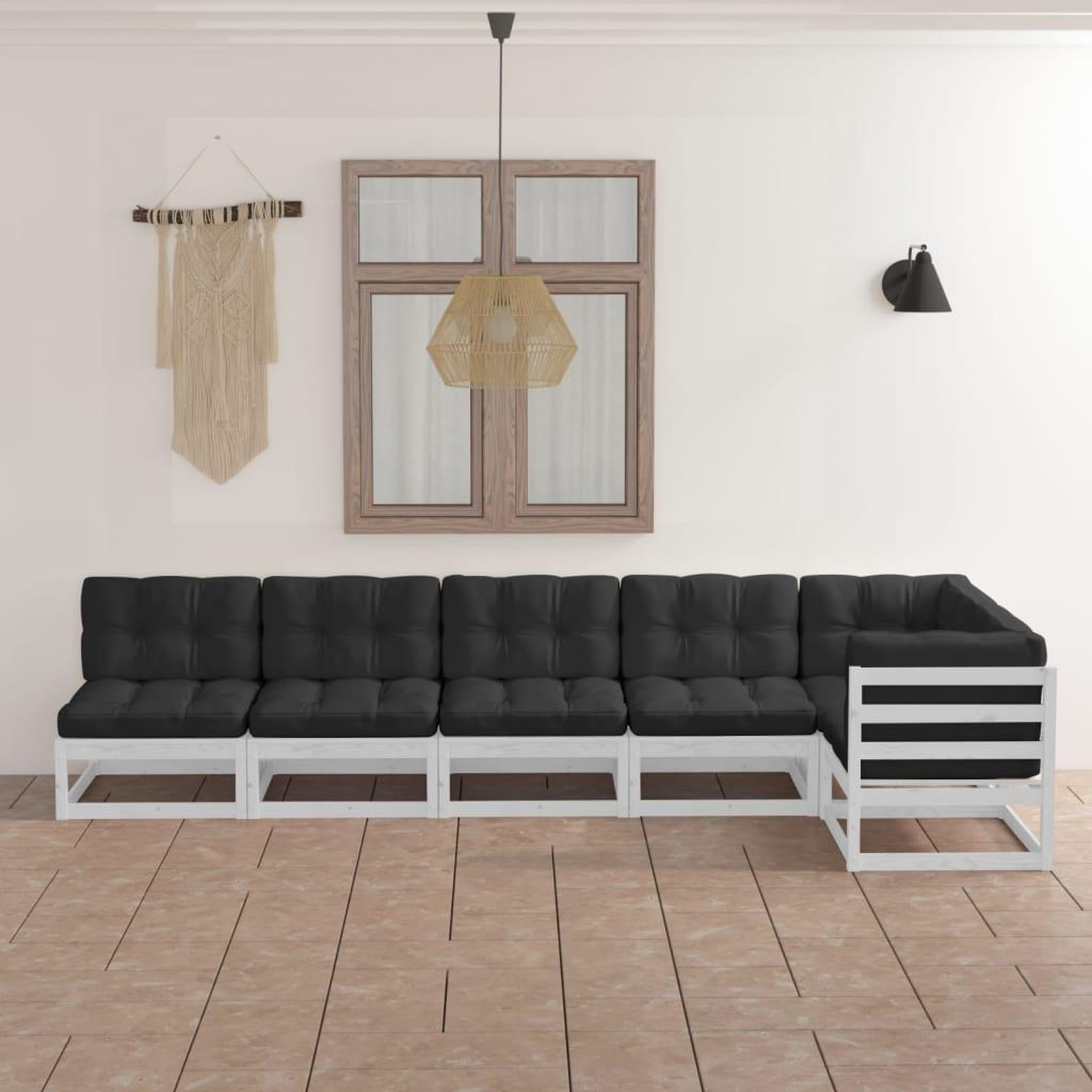 Voir la diapositive 1 : VIDAXL Salon de jardin 6 pcs avec coussins Bois de pin massif