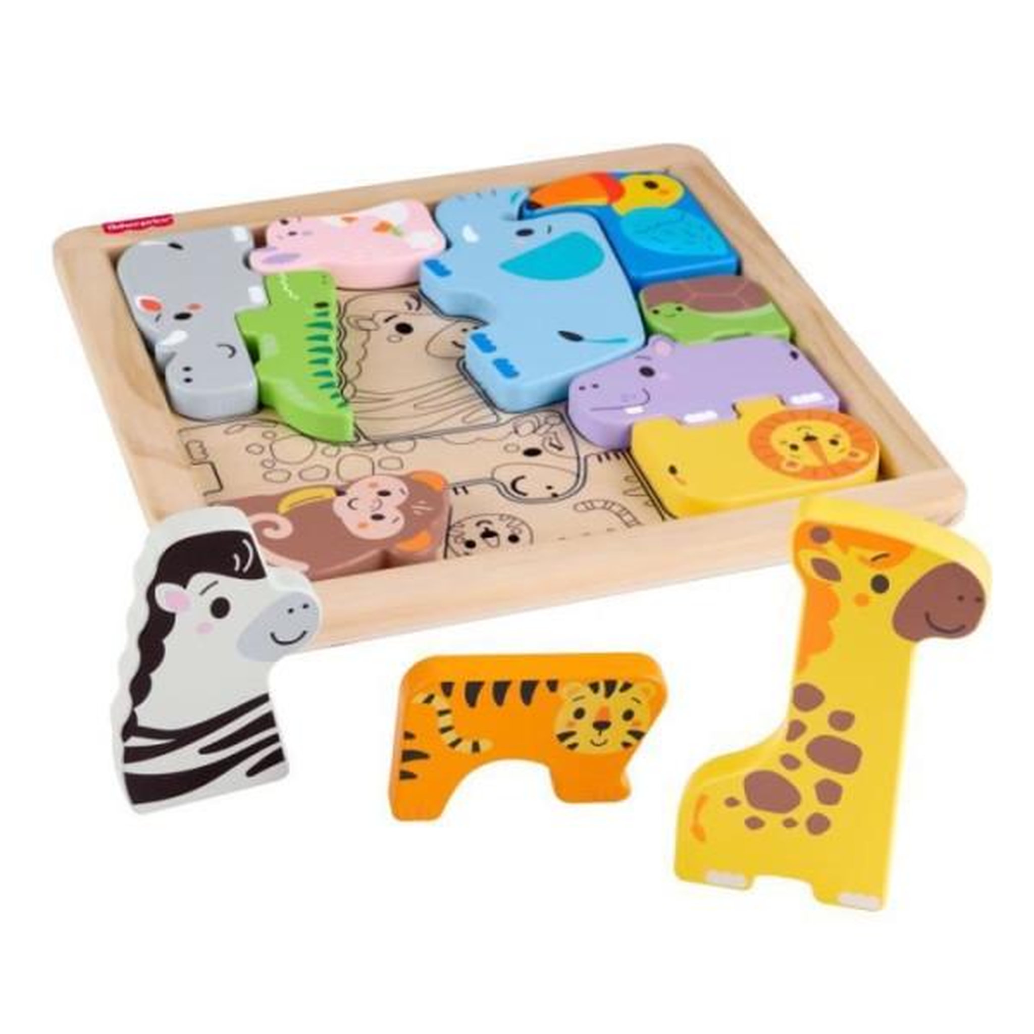 Voir la diapositive 3 : FISHER PRICE Fisher-Price - Puzzle Animaux en Bois - Tri de formes avec 13 pieces - Fisher-Price - JFG10