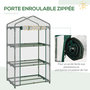 Voir la diapositive 5 : OUTSUNNY Serre de jardin balcon étagère serre 3 niveaux dim. 69L x 49l x 125H cm métal thermolaqué vert PVC haute densité transparent