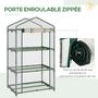 Voir la diapositive 5 : OUTSUNNY Serre de jardin balcon étagère serre 3 niveaux dim. 69L x 49l x 125H cm métal thermolaqué vert PVC haute densité transparent