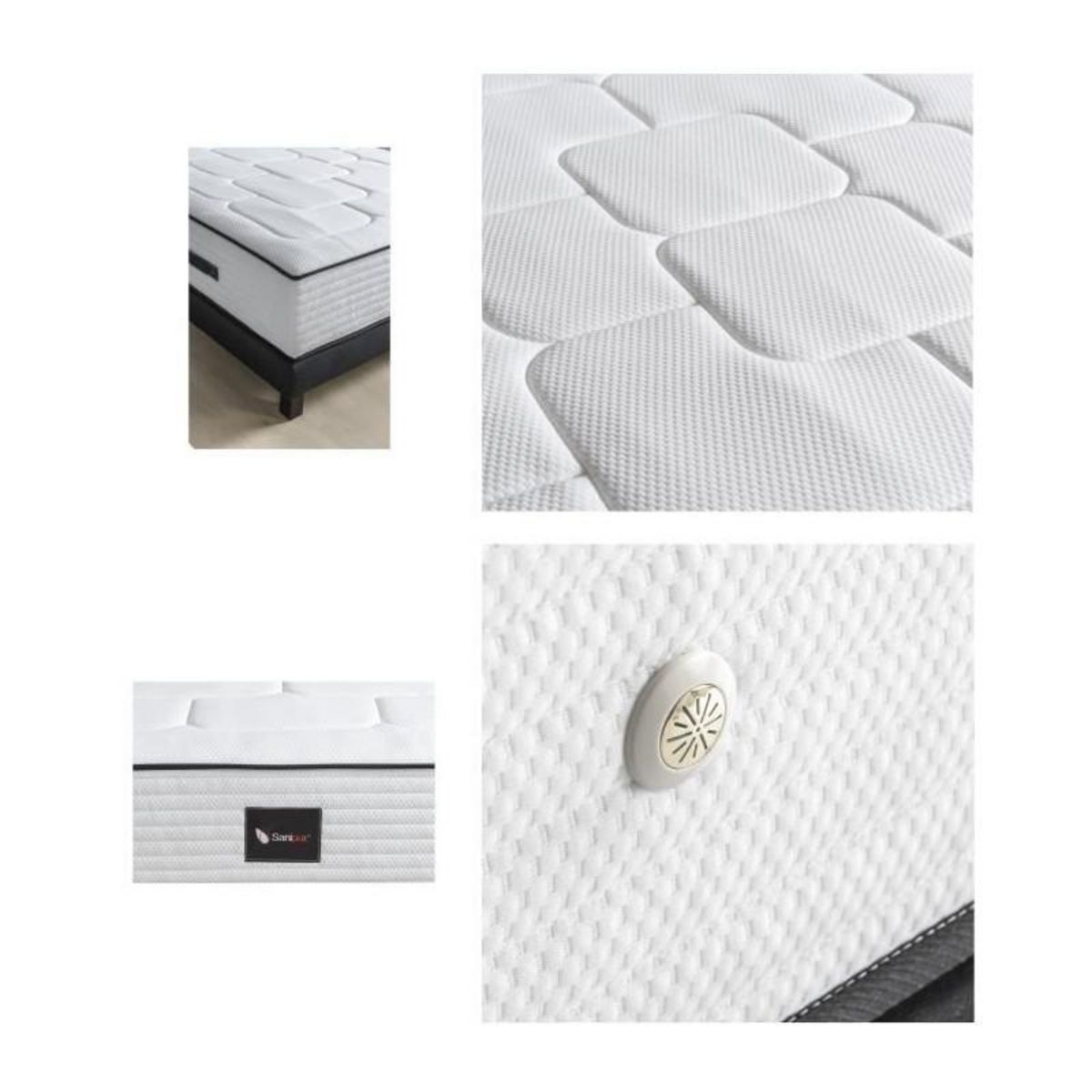 DEKO DREAM DEKO DREAM Ensemble matelas + sommier bois massif 160 x 200 - 700 ressorts ensachés - Ferme - HOTEL SANIPUR MULTIPOCKET
