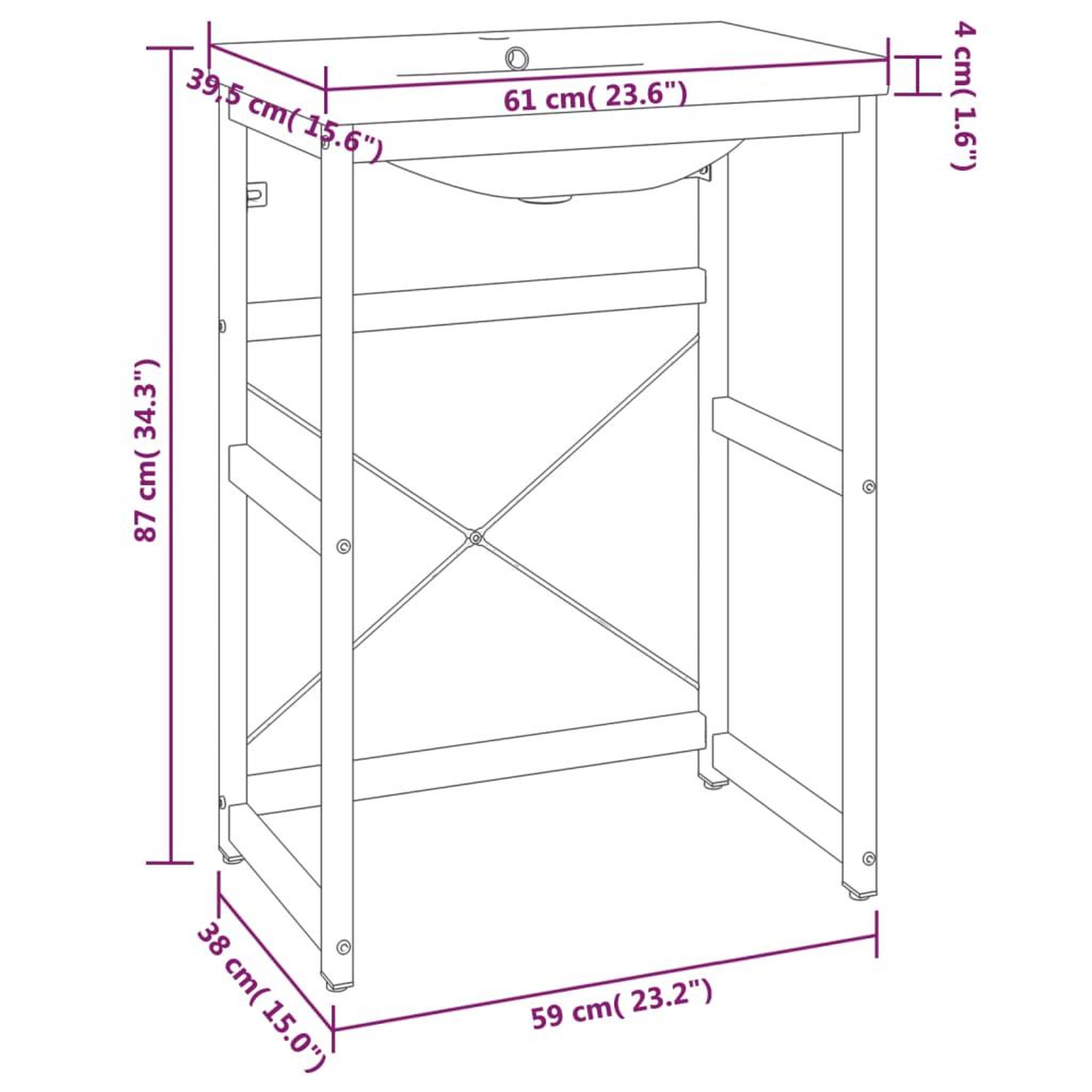 Voir la diapositive 6 : VIDAXL Cadre de lavabo de salle de bain vasque a encastrer Noir Fer