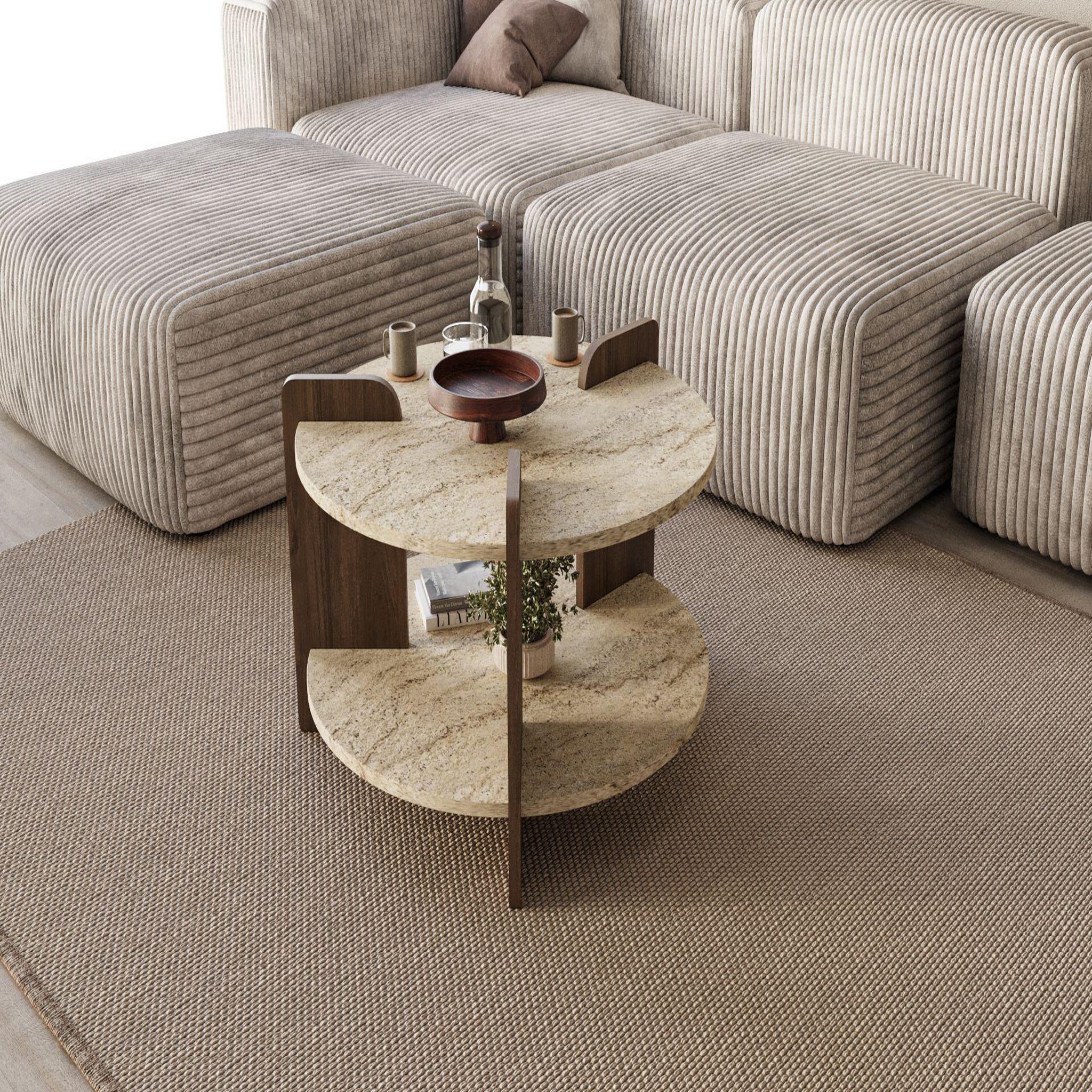 Voir la diapositive 3 : Habitat et Jardin Table basse en bois  oalla  70 x 70 x 45 cm - travertin
