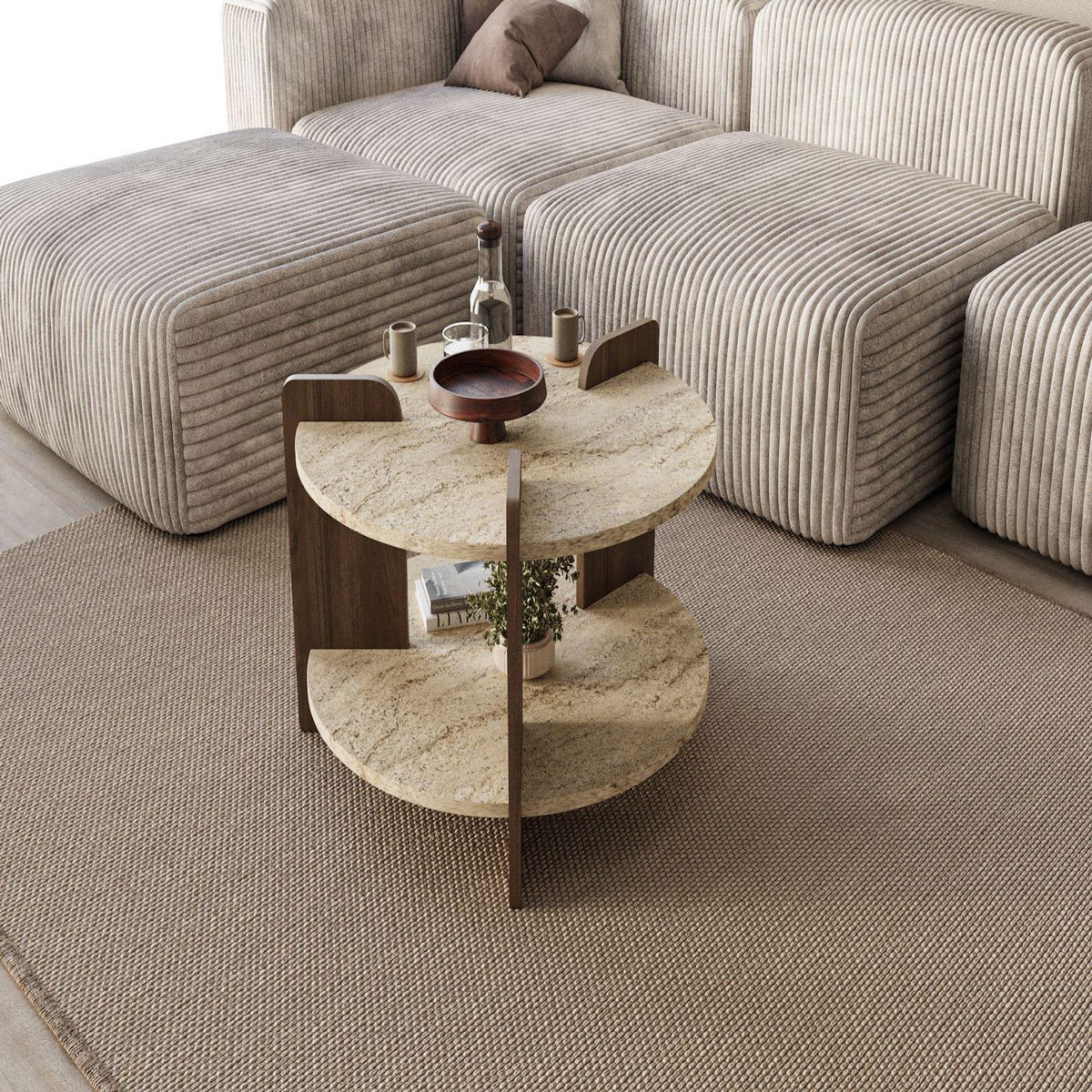 Habitat et Jardin Table basse en bois  Oalla  70 x 70 x 45 cm - Travertin