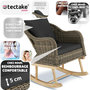 Voir la diapositive 3 : tectake Fauteuil à bascule en rotin tressage à l'aspect naturel avec cadre en aluminium marron naturel