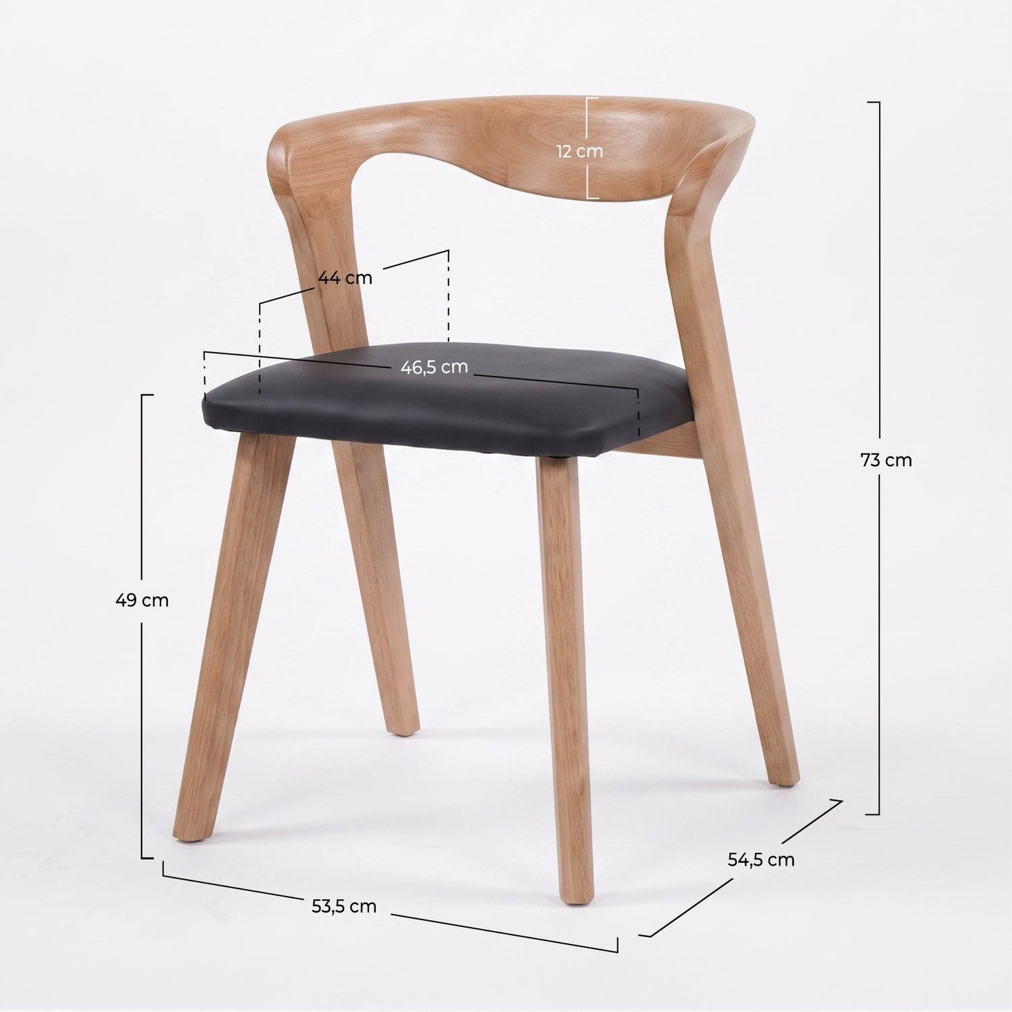 Voir la diapositive 4 : MAISON PAVANE Chaise en bois d'hévéa blond et cuir synthétique noir-Vega
