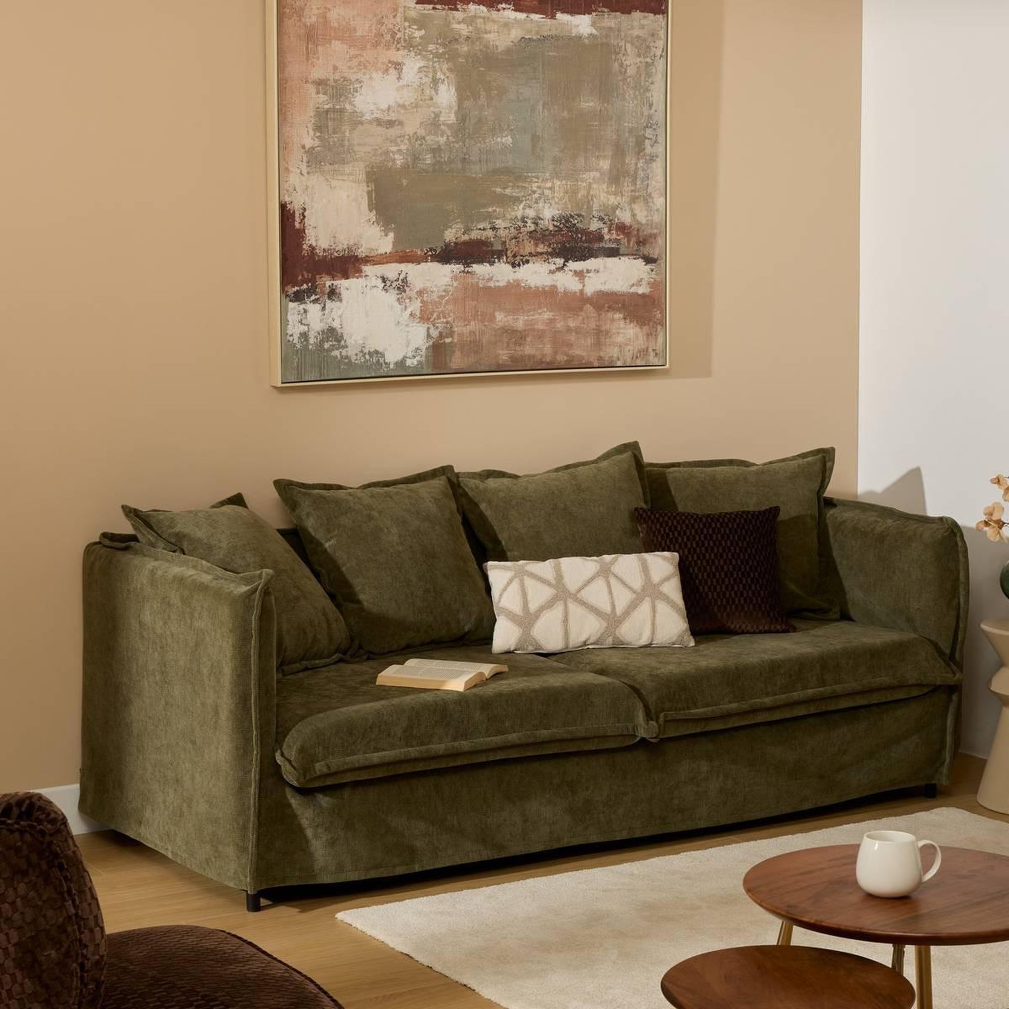 Voir la diapositive 6 : ATMOSPHERA Canapé droit 3 places  odile  200cm vert cèdre