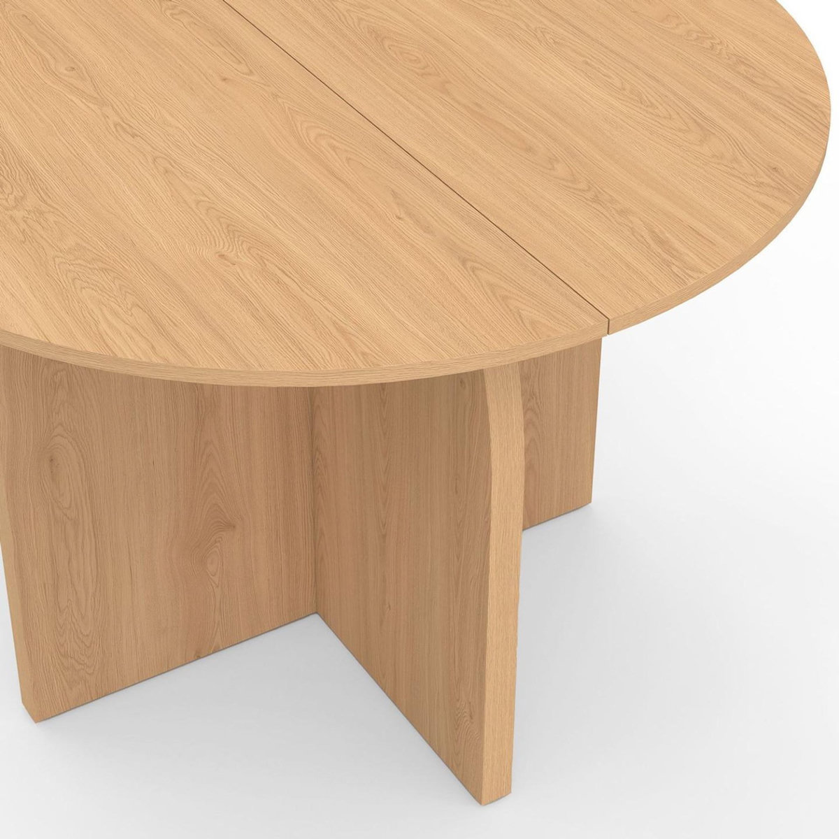 ID MARKET Table à manger fixe ronde ABY 6 personnes bois effet hêtre 110 cm