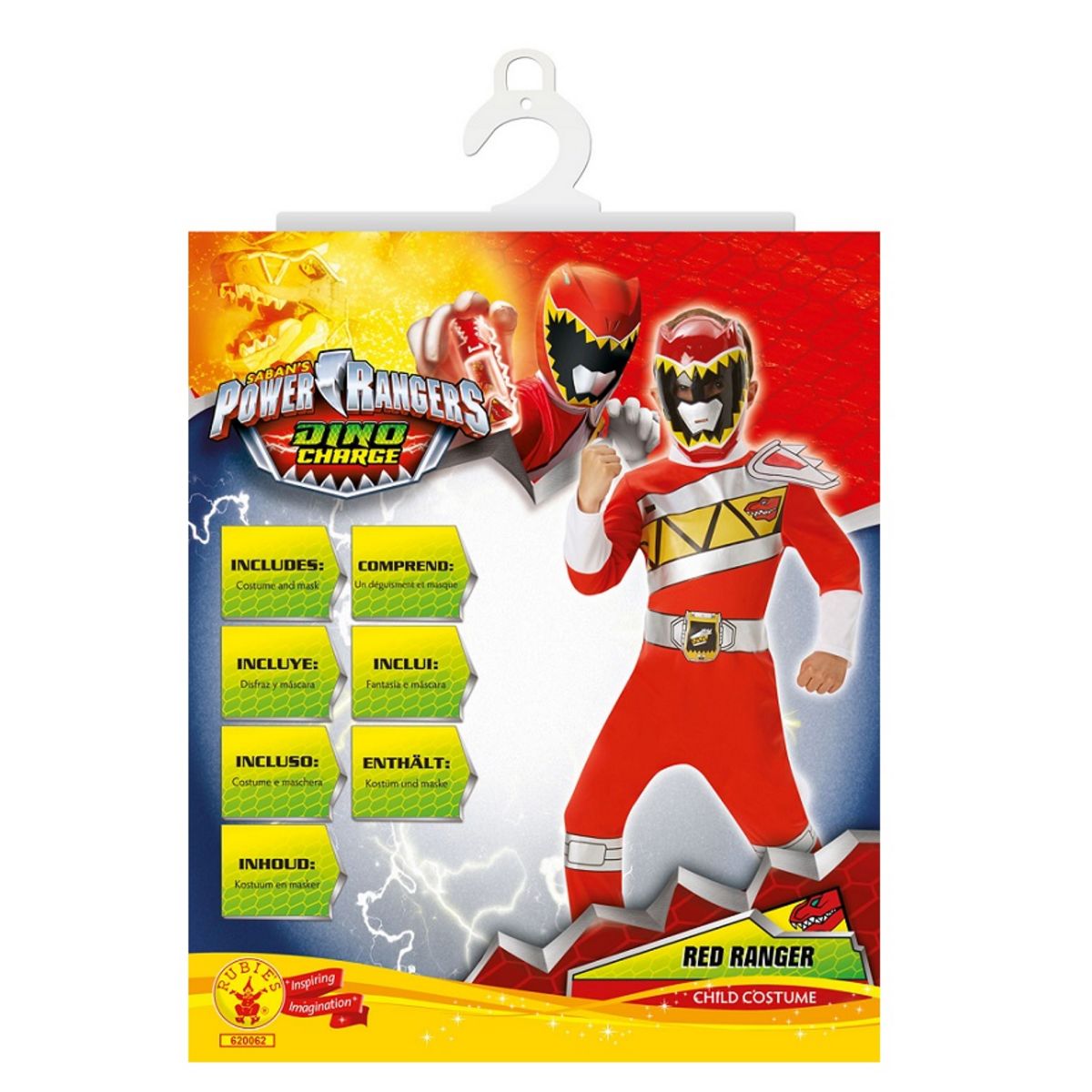 RUBIES Déguisement Power Rangers Rouge Dino Charge