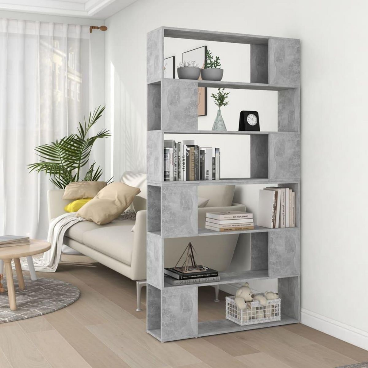VIDAXL Bibliotheque/Separateur de piece Gris beton 100x24x188 cm