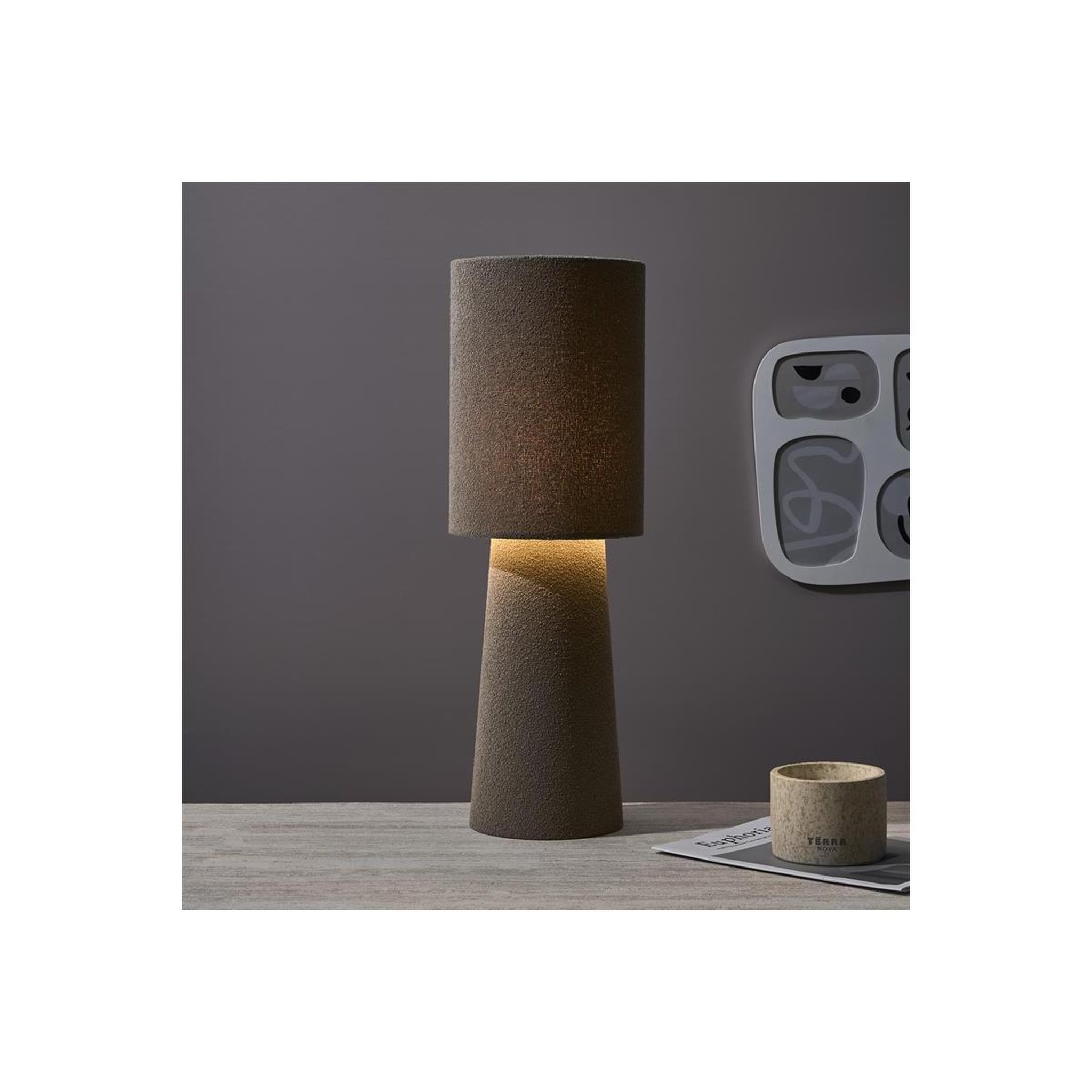 Voir la diapositive 3 : The Home Deco Factory Lampe à poser bouclette  angye  58cm taupe