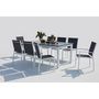 Voir la diapositive 3 : CONCEPT USINE Table de jardin extensible et 8 chaises alu-toile PVC blanc AREZZO