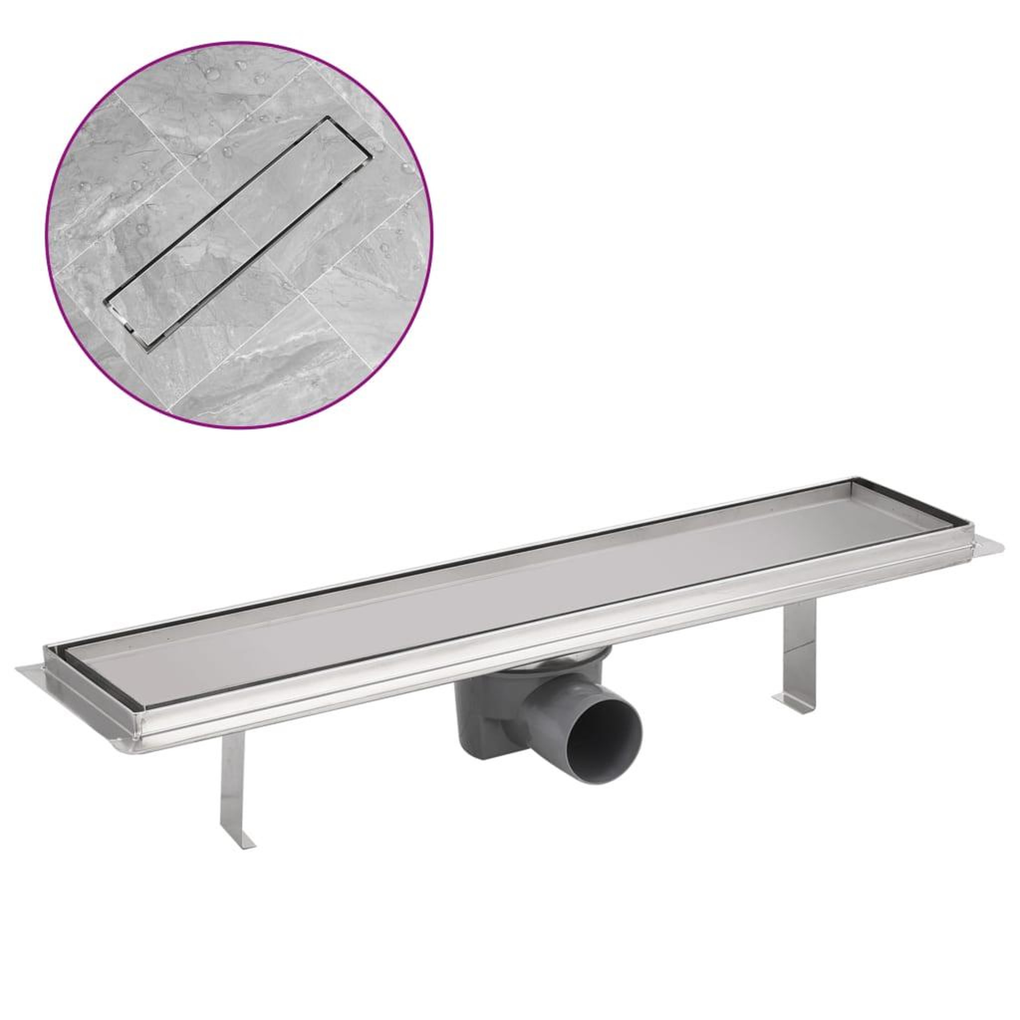 Voir la diapositive 2 : VIDAXL Drain de douche lineaire 530 x 140 mm Acier inoxydable
