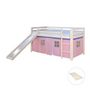 Voir la diapositive 2 : HomeStyle4U Lit mi-hauteur avec rideaux rose pale et toboggan