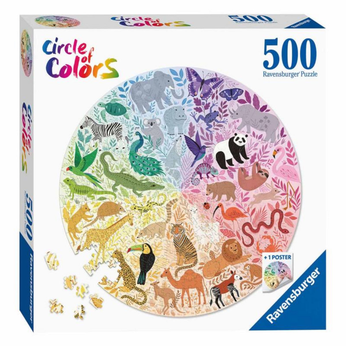RAVENSBURGER Ravensburger - Puzzle cercle de couleurs - Animaux 500 pièces