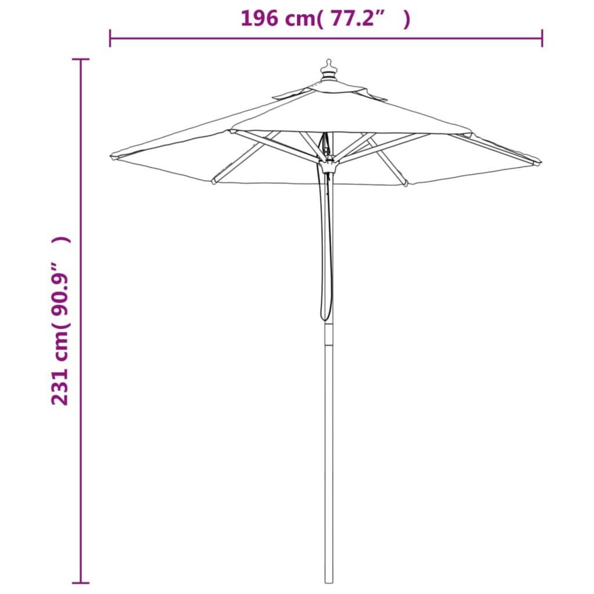 VIDAXL Parasol de jardin avec mat en bois terre cuite 196x231 cm