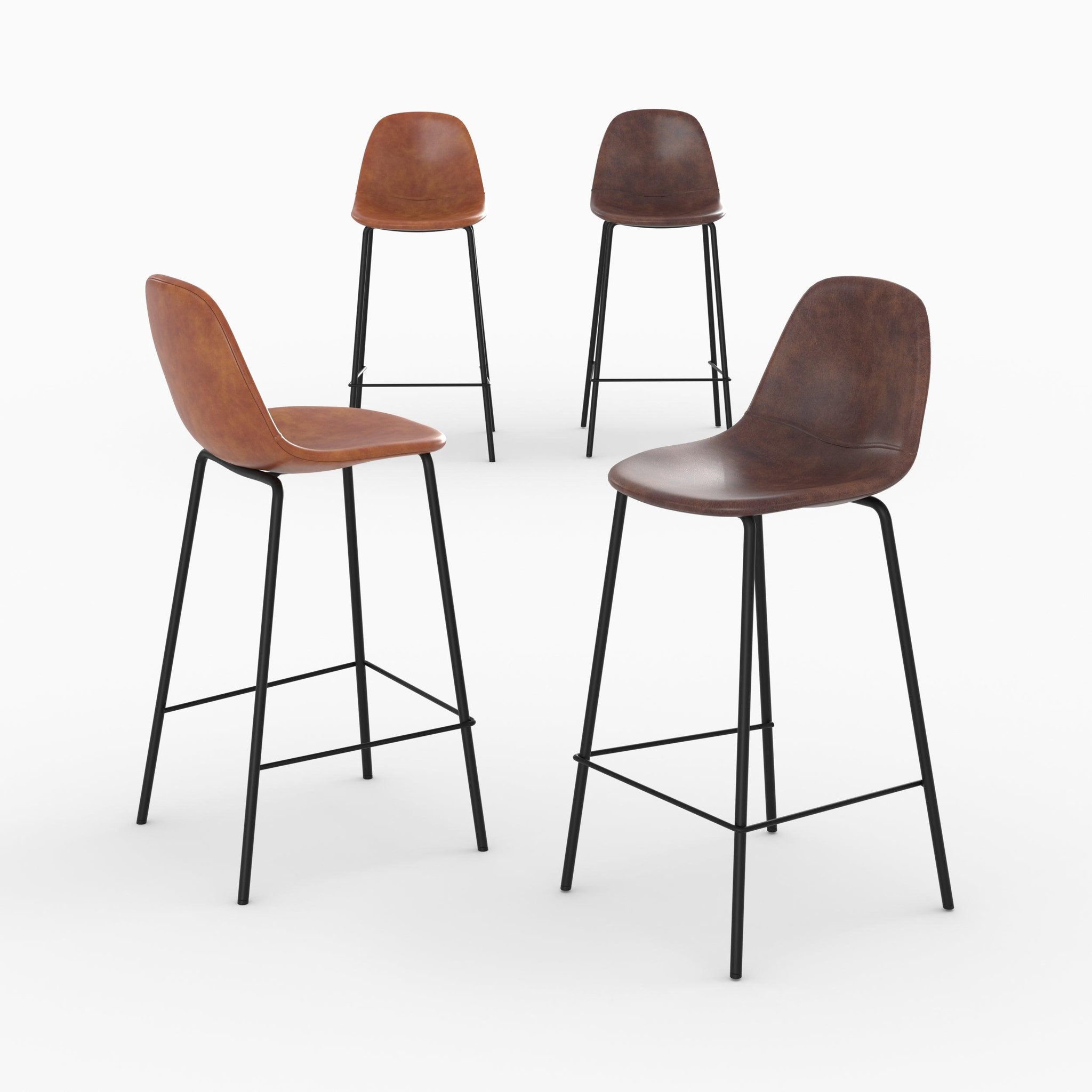 MAISON PAVANE Pack 4 chaises pour îlot central camel et marron 65 cm-henrik