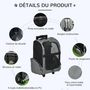 Voir la diapositive 6 : PAWHUT 2 en 1 trolley chariot sac à dos sac de transport à roulettes pour chien chat gris