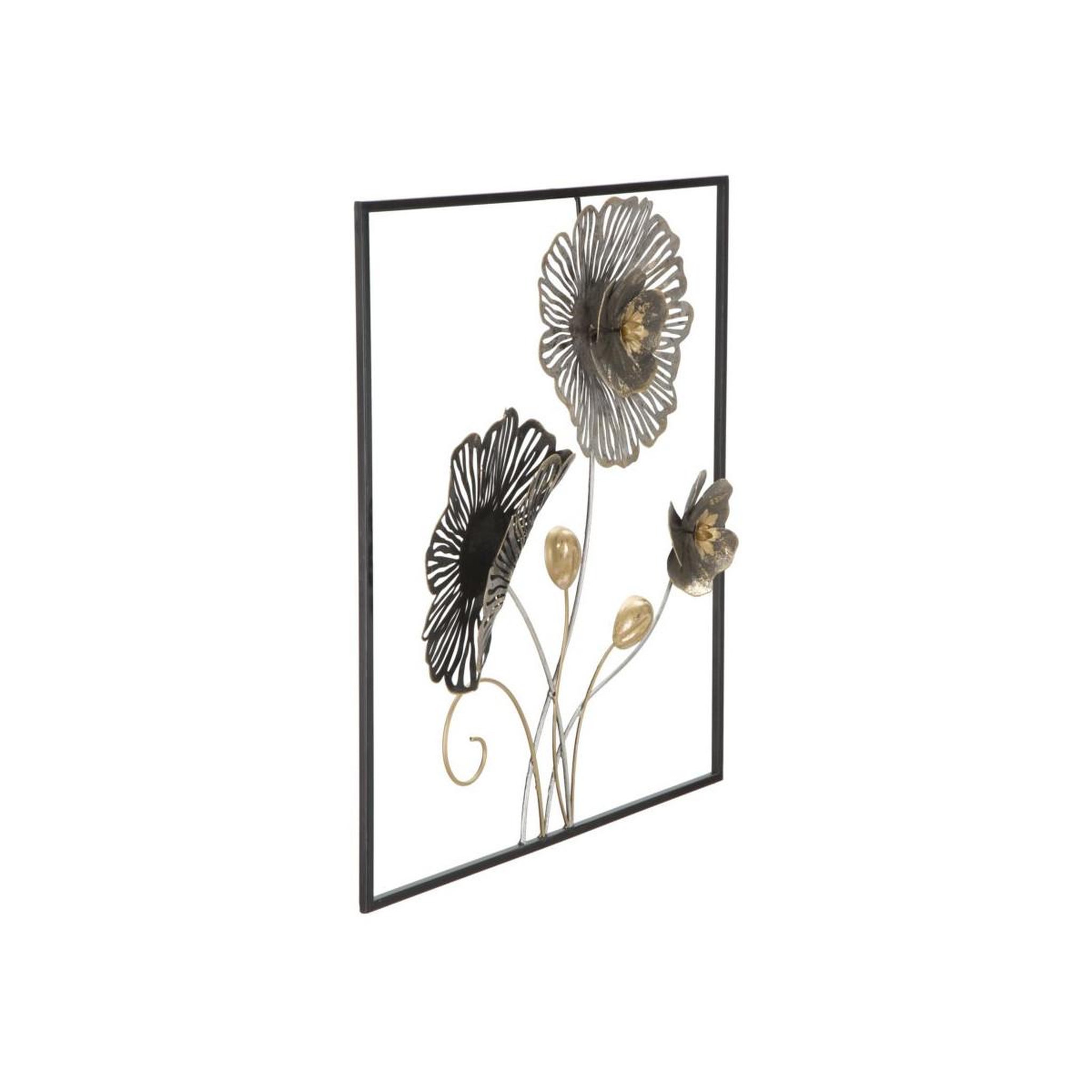 Voir la diapositive 2 : Paris Prix Décoration murale encadrée en métal  fleurs  50cm multicolore
