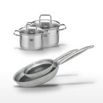 ELO Lot de 2 Poêles 28/24 cm et 2 Faitouts 14/12 cm Elo Relief Solution