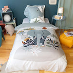 Home collection Parure housse de couette 100% microfibre 140x200 cm, eleph. Coloris disponibles : Gris