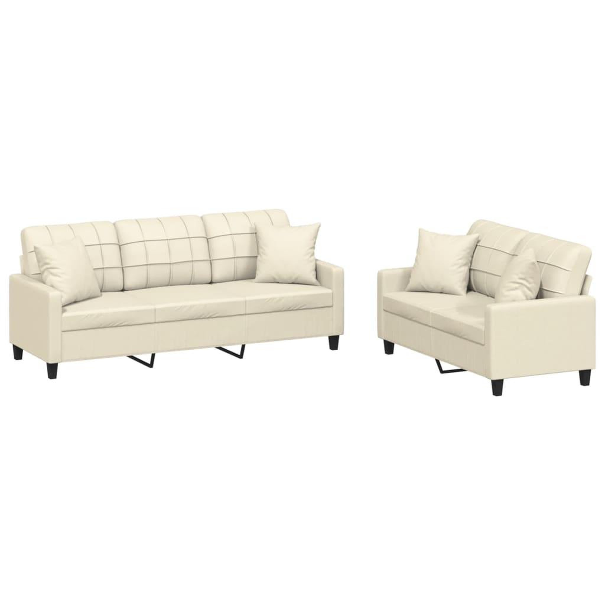Voir la diapositive 2 : VIDAXL Ensemble de canapes 2 pcs avec coussins creme similicuir