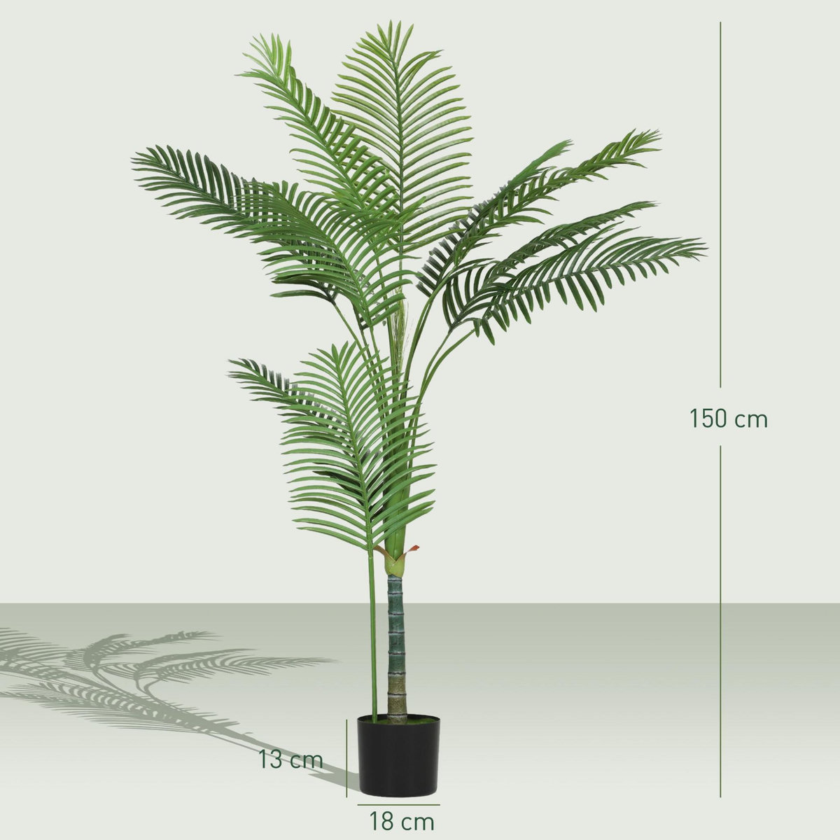 HOMCOM Plante artificielle intérieure palmier Areca H.150cm 11 feuilles grand réalisme PE vert