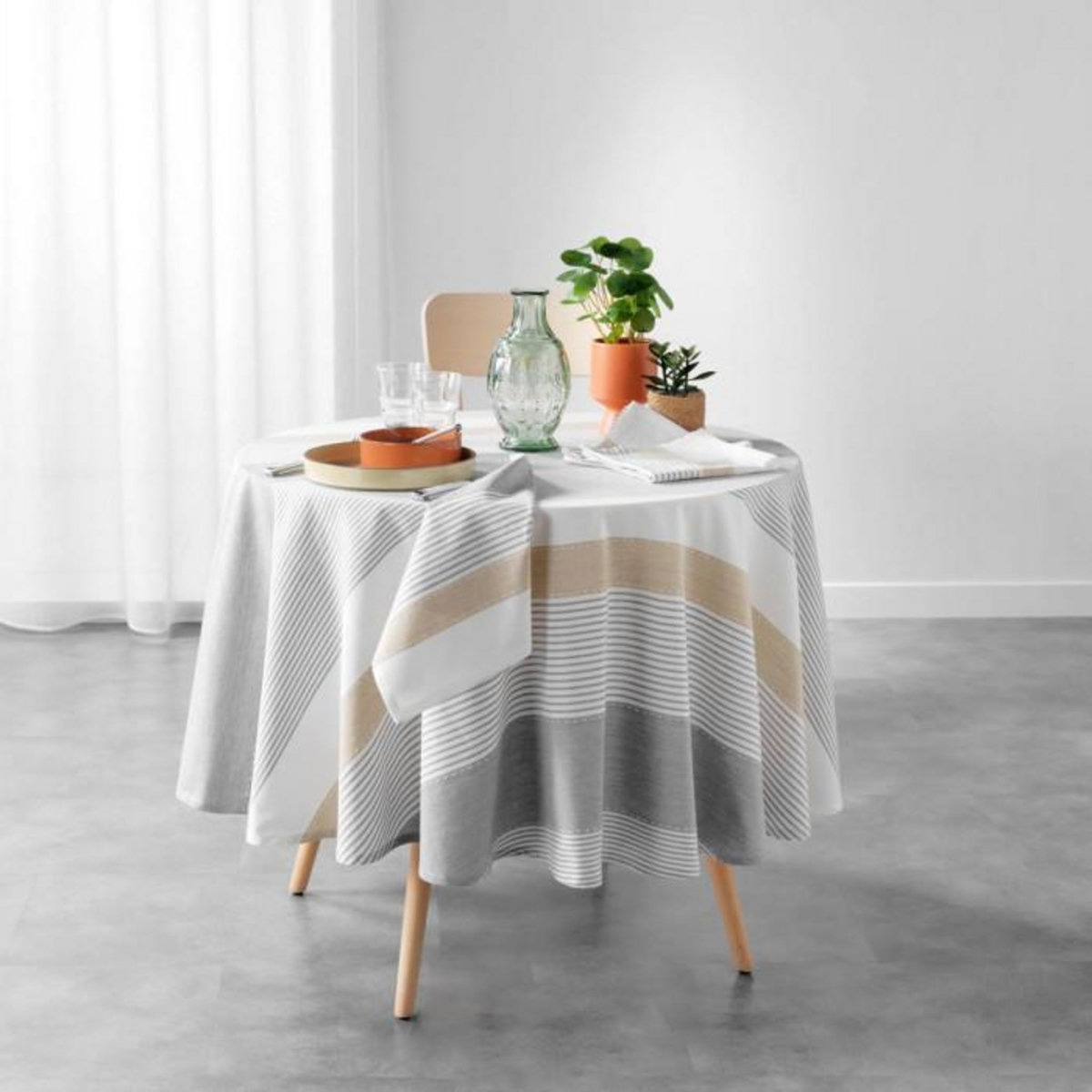 Paris Prix Nappe de Table Ronde  Iliade  180cm Gris