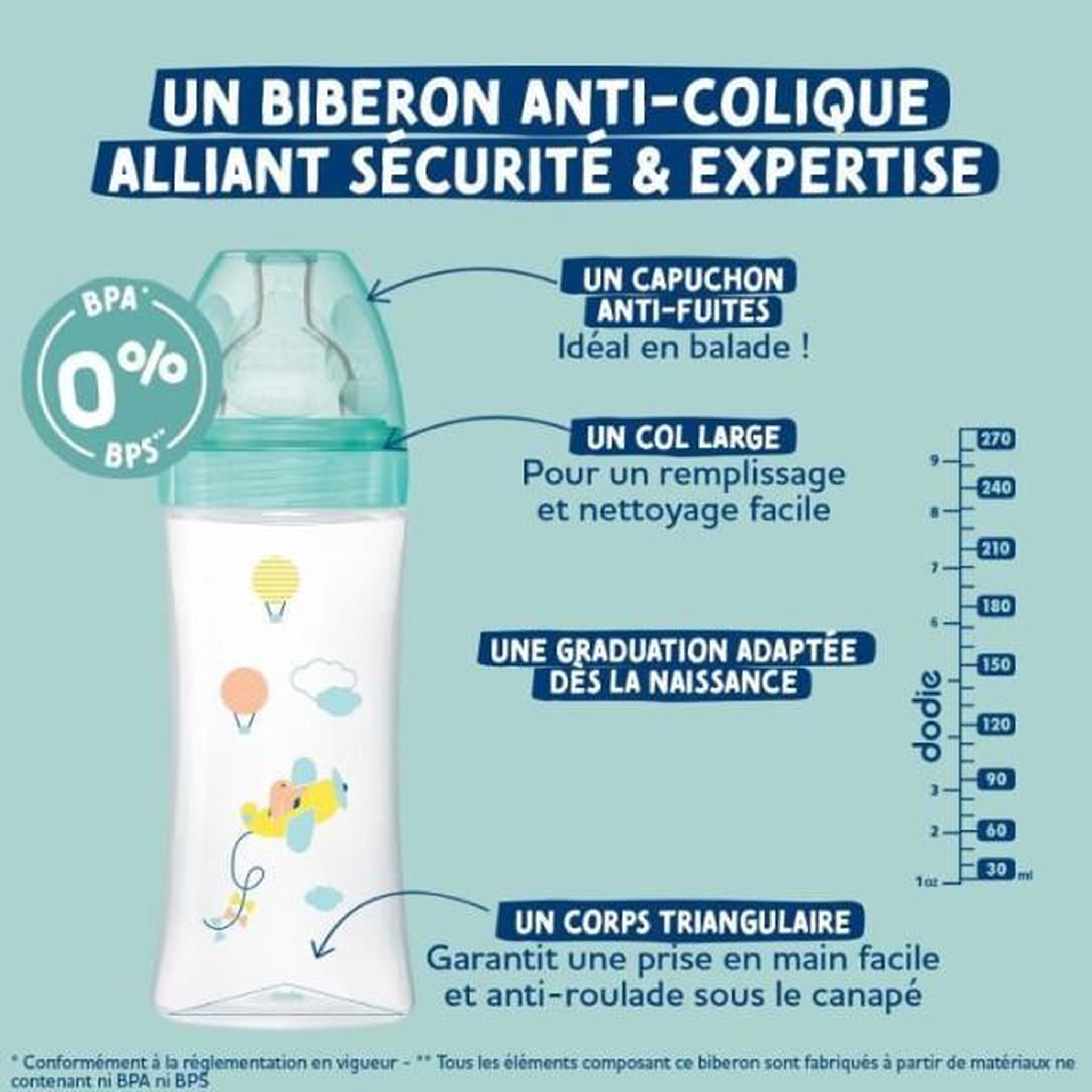 Voir la diapositive 4 : DODIE Lot de 3 biberons - DODIE - EB20 - 270 ml - Tétine plate - Rose