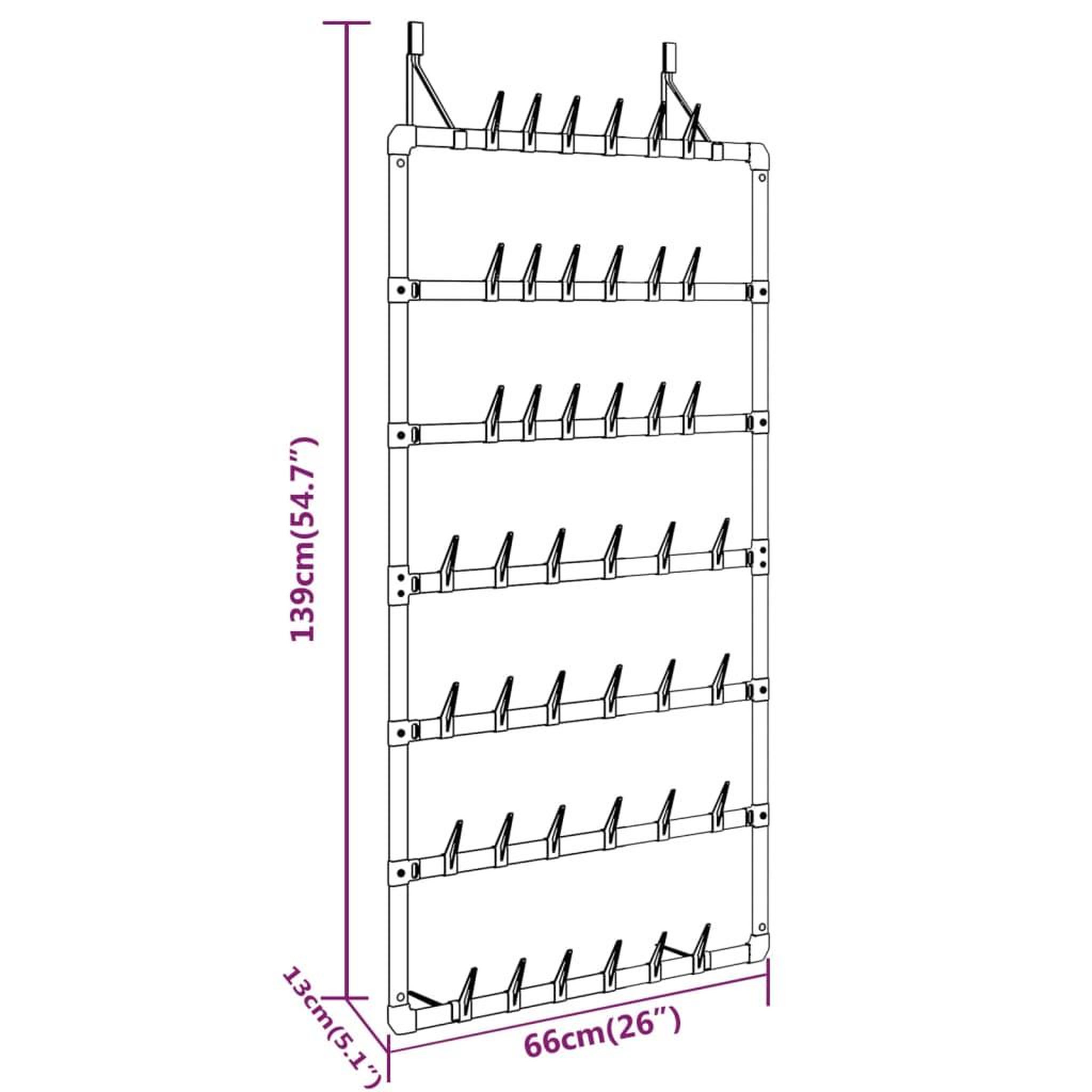 Voir la diapositive 6 : VIDAXL Etagere a chaussures suspendue argente 66x13x139 cm