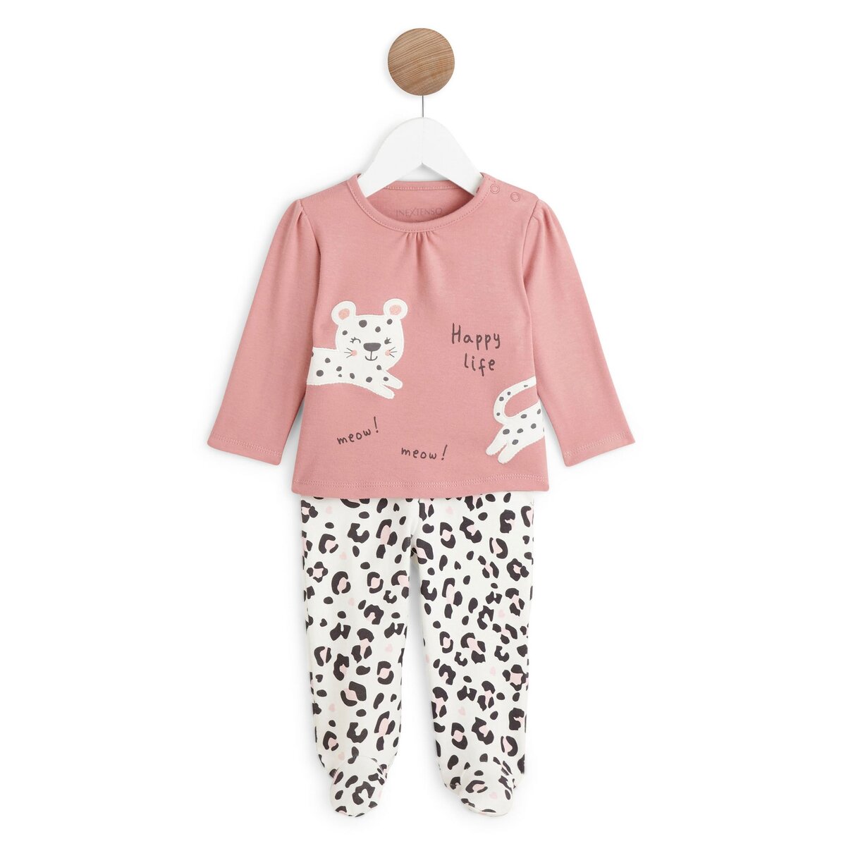 IN EXTENSO Pyjama léopard avec pieds bébé fille