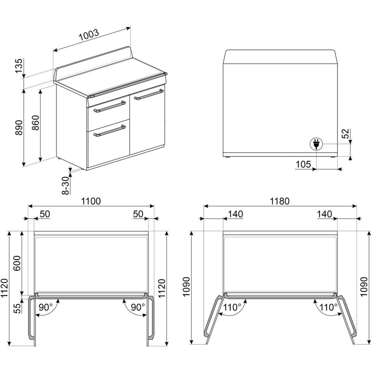 SMEG Piano de cuisson induction TR103IP2