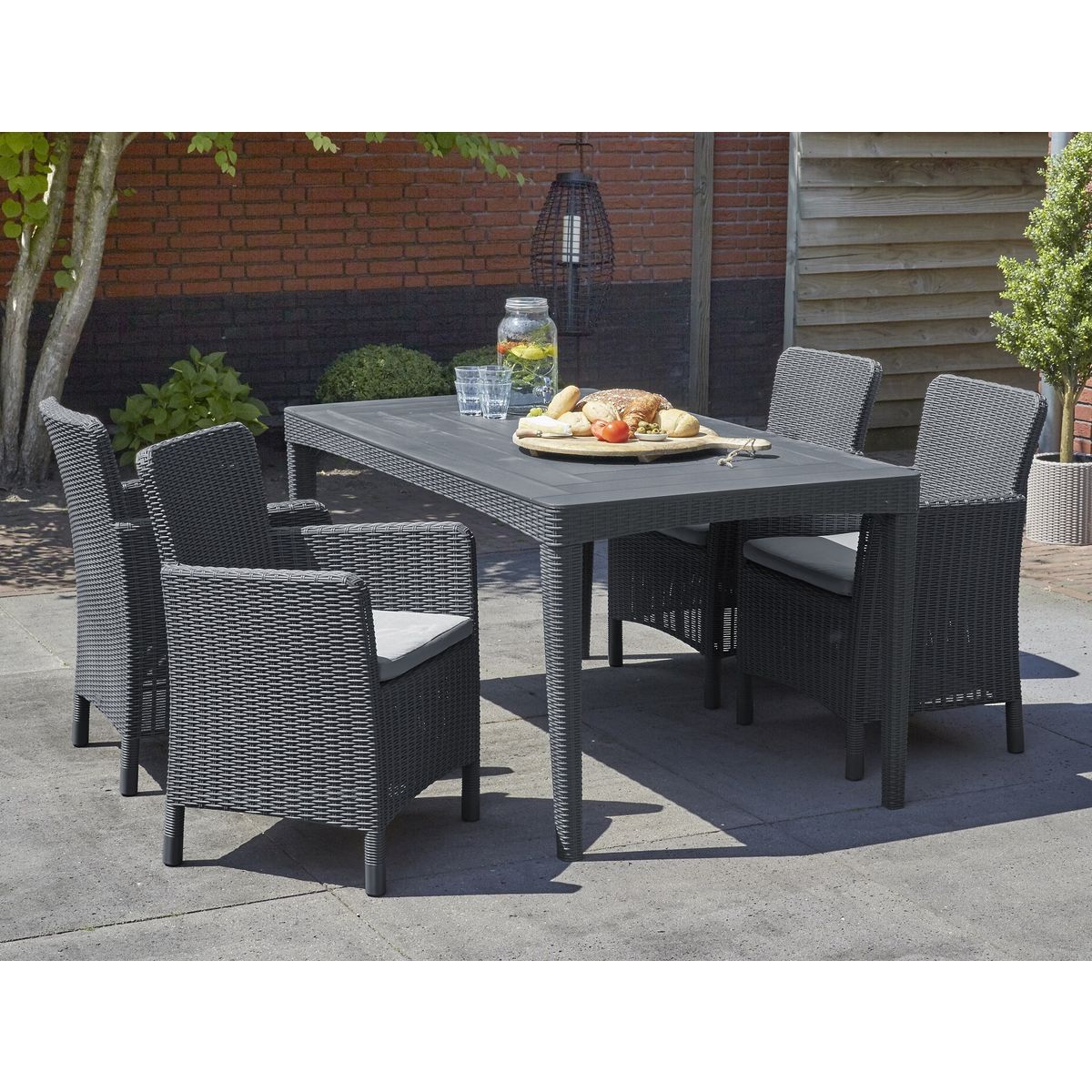 Salon de jardin 4 personnes gris anthracite GIRONA
