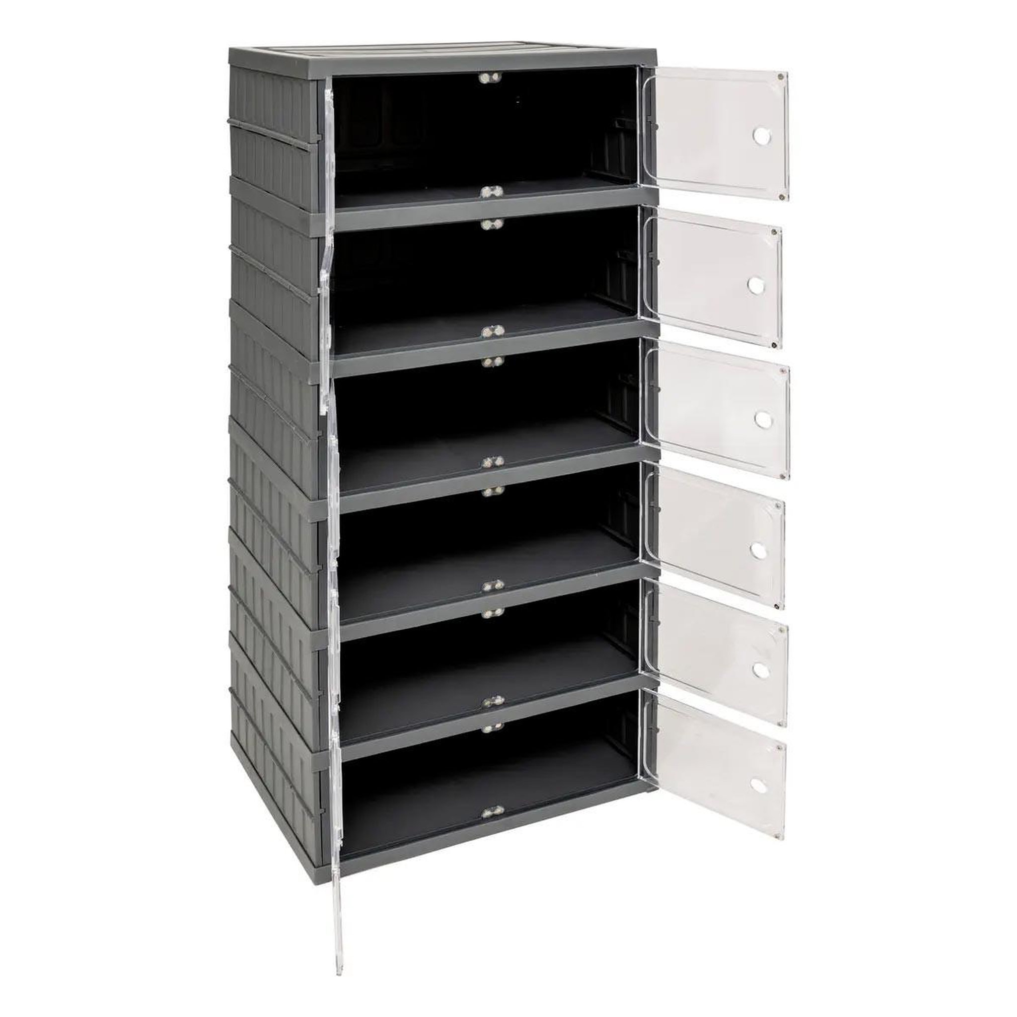 Voir la diapositive 2 : FIVE Tour de rangement pliable  6 niveaux  104cm gris