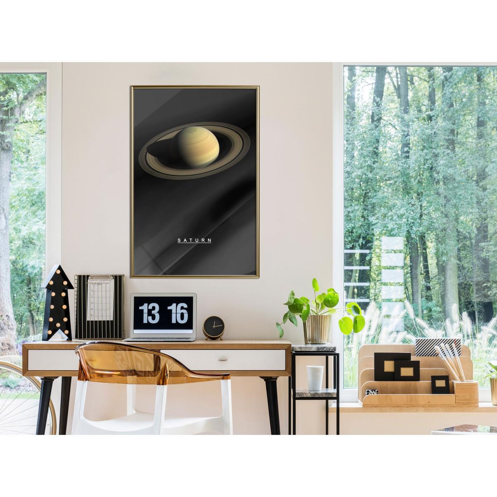 Voir la diapositive 2 : Paris Prix Affiche murale encadrée  the solar system saturn