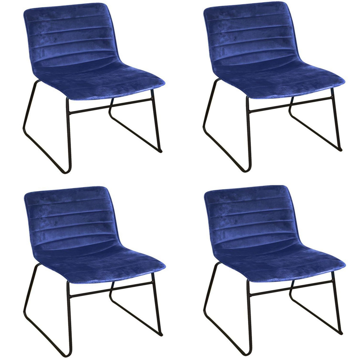 TOILINUX Lot de 4 Chaises de table design velours Brooklyn
