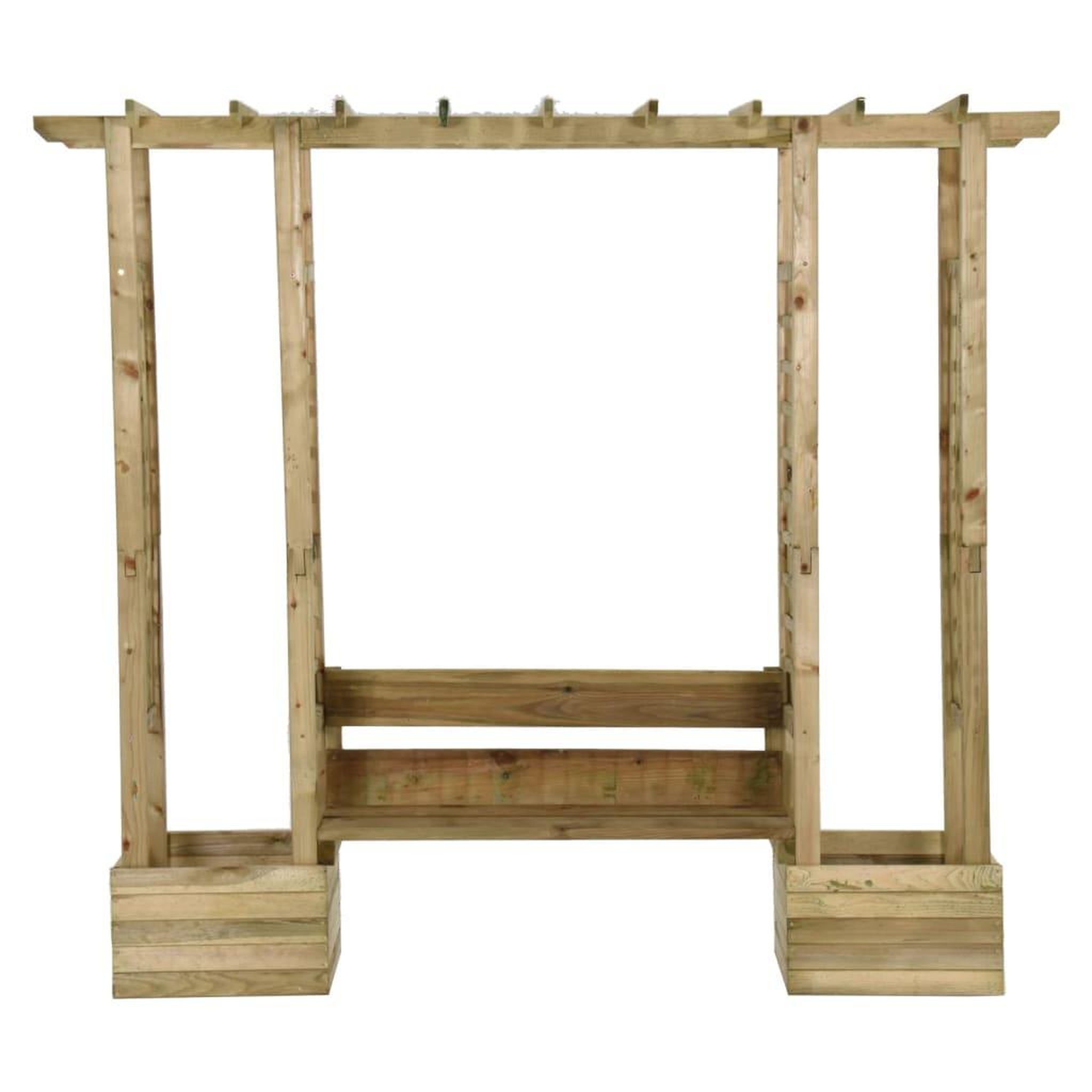 Voir la diapositive 3 : VIDAXL Pergola de jardin avec banc et jardinieres Bois de pin impregne