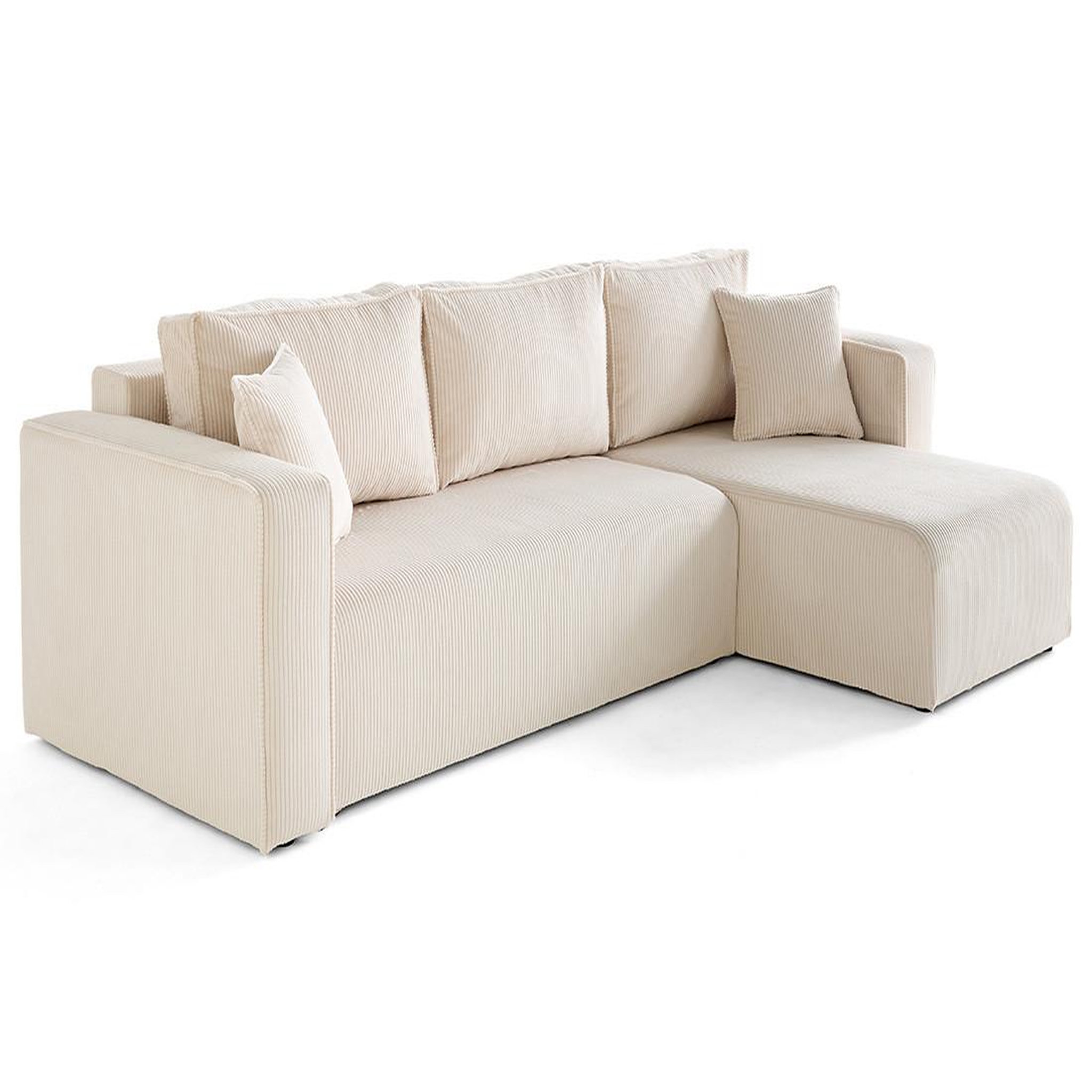Voir la diapositive 3 : BEST MOBILIER Topaze - canapé d'angle déhoussable réversible 4 places en velours côtelé