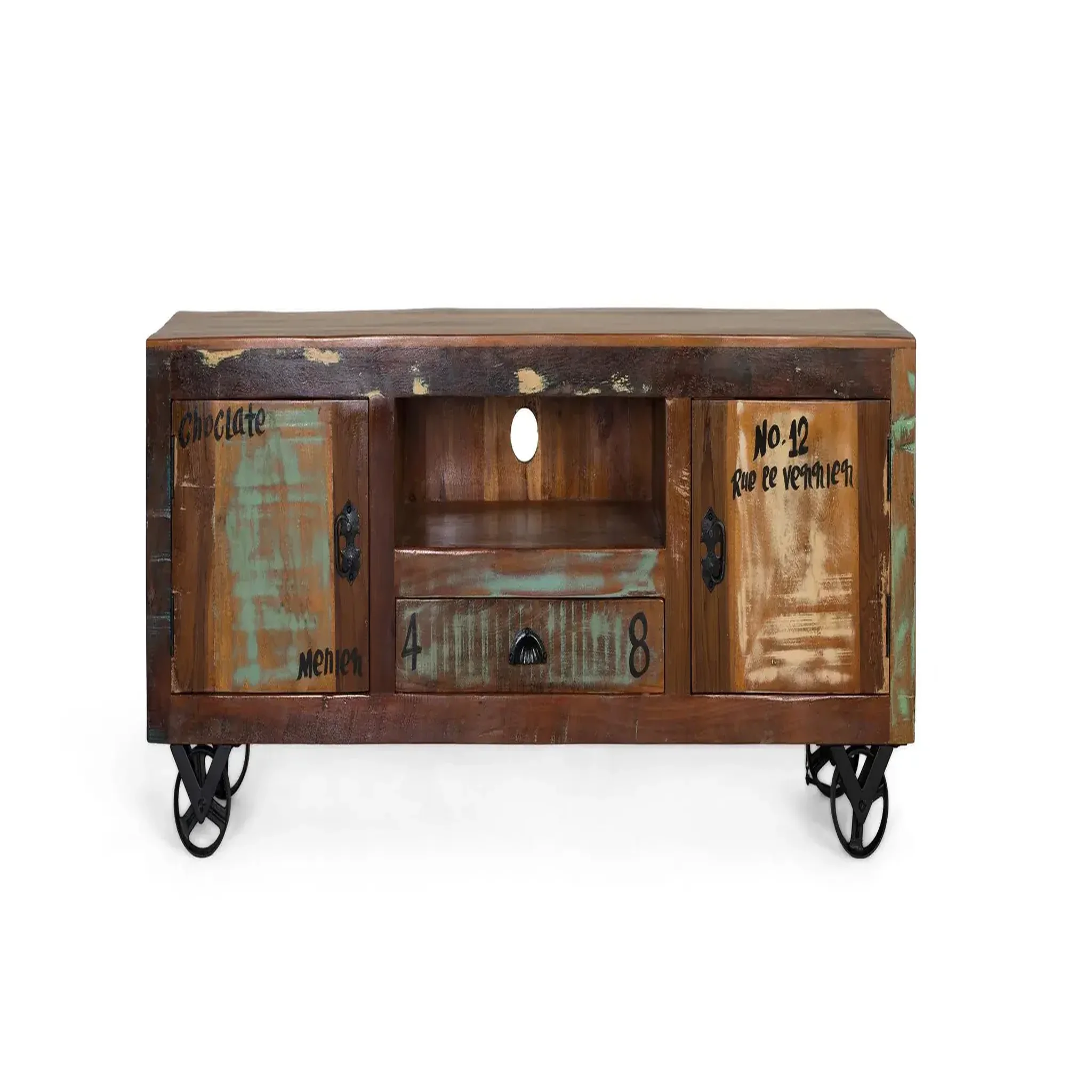 GINER Y COLOMER SL Meuble tv en bois recyclé 160 cm style vintage moderne