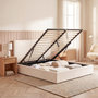 Voir la diapositive 3 : OLYMPE LITERIE OLYMPE LITERIE | Lit coffre velours beige NEMESIS 2 places