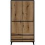 Voir la diapositive 1 : MARKET24 Armoire HEKA 2 portes + 4 tiroirs - Décor noir et chene - L100 x P50 x H180 cm - Fabriqué en Espagne
