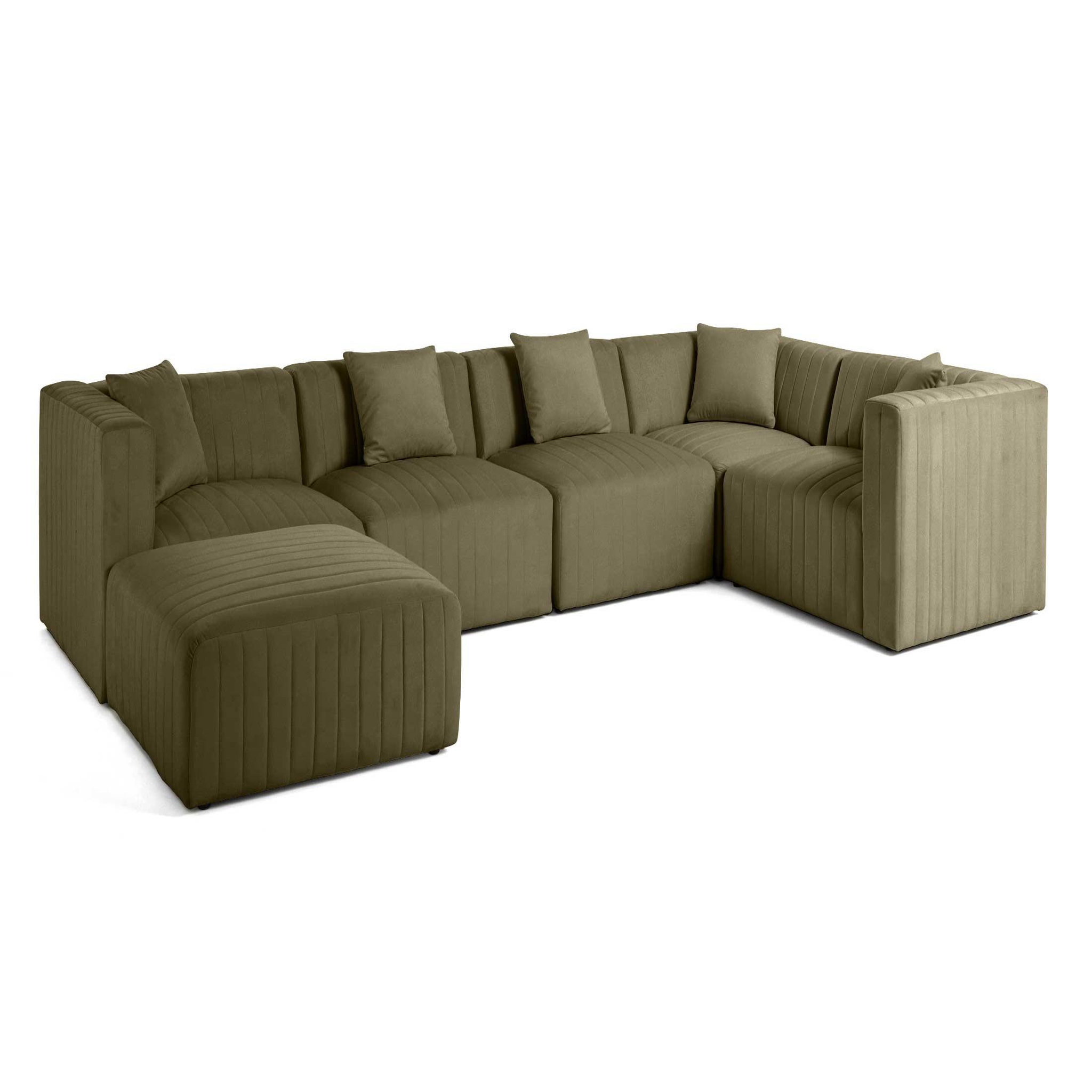 Voir la diapositive 3 : LISA DESIGN Nova - canapé modulable d'angle réversible - 6 places - avec pouf d'appoint - en velours