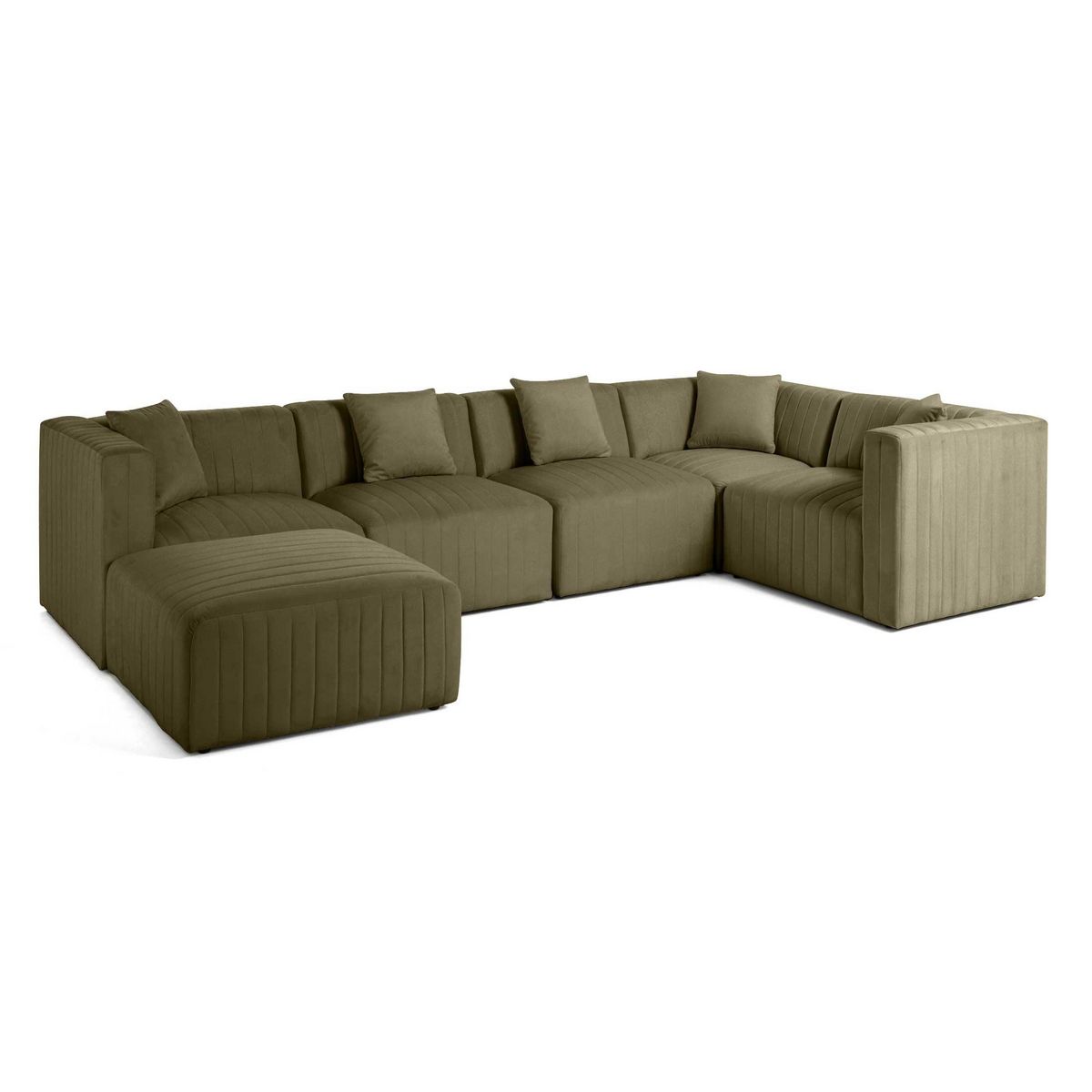 LISA DESIGN Nova - canapé modulable d'angle réversible - 6 places - avec pouf d'appoint - en velours