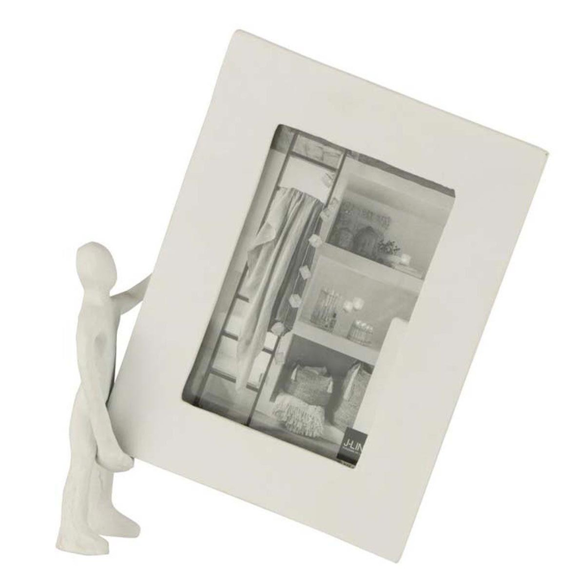 J-LINE Cadre photo déco  personnage  20x25cm blanc